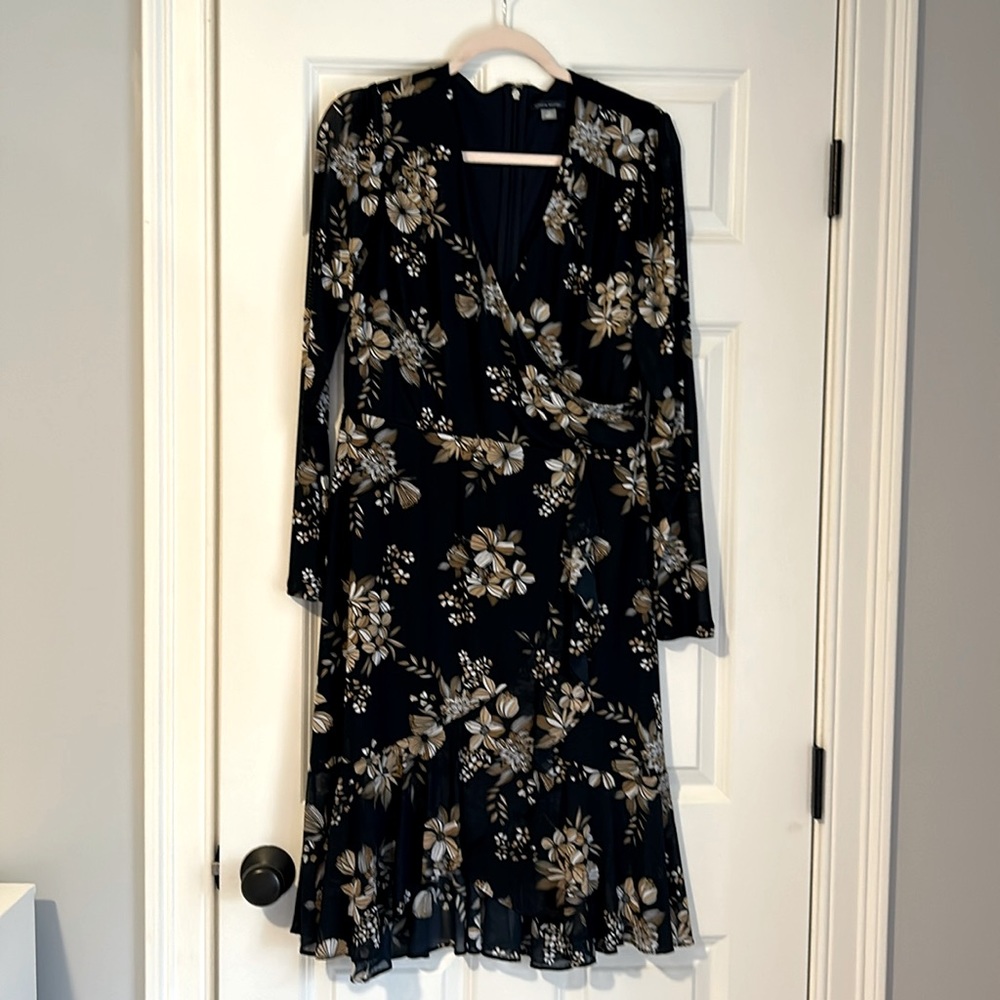 Tommy Hilfiger faux wrap dress in navy size 12